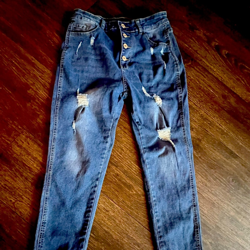 High rise button up jeans